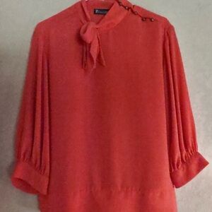 7th Avenue New York & Company  Vibrant orange  Blouse with Button Detail